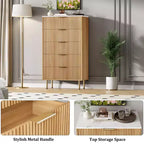 Commode à 5 tiroirs avec tiroirs larges - Meuble de rangement moderne en bois pour chambre, salon, dressing et couloir