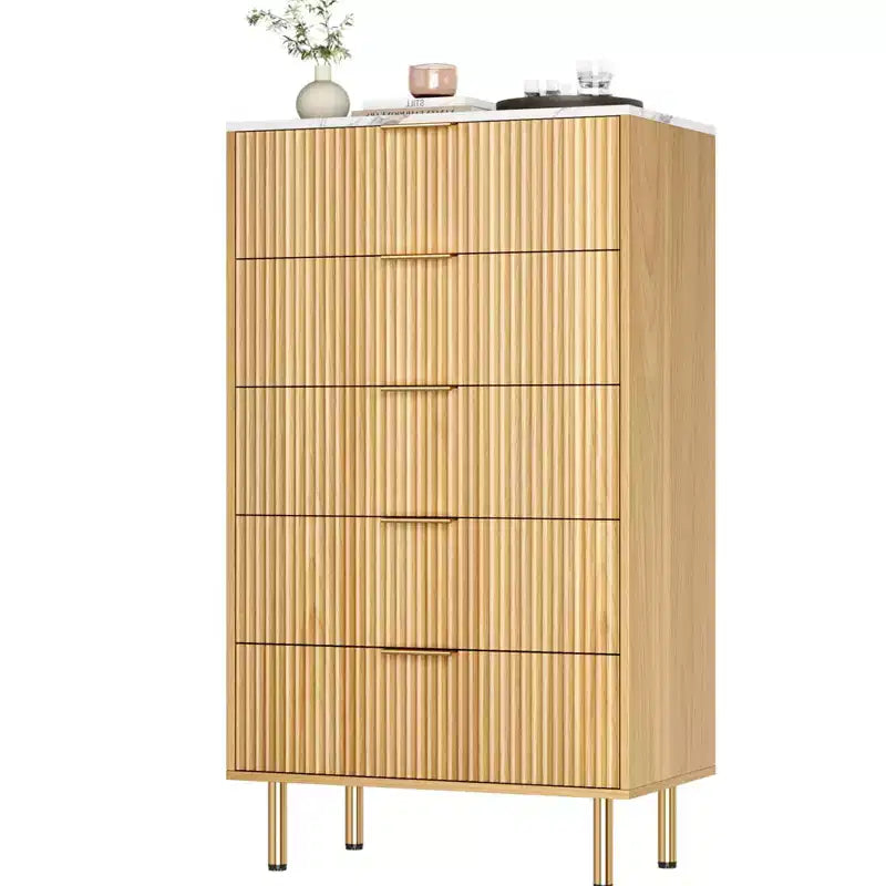 Commode à 5 tiroirs avec tiroirs larges - Meuble de rangement moderne en bois pour chambre, salon, dressing et couloir