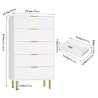 Commode à 5 tiroirs avec tiroirs larges - Meuble de rangement moderne en bois pour chambre, salon, dressing et couloir