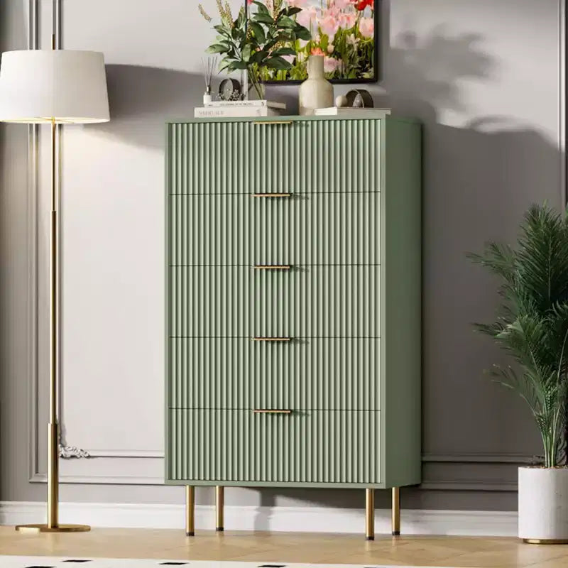 Commode à 5 tiroirs avec tiroirs larges - Meuble de rangement moderne en bois pour chambre, salon, dressing et couloir