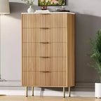 Commode à 5 tiroirs avec tiroirs larges - Meuble de rangement moderne en bois pour chambre, salon, dressing et couloir