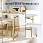Ensemble de table à manger extensible 3 pièces pour 2 personnes, table de bar et chaises peu encombrantes avec étagères de rangement, idéal pour appartement, cuisine ou salon