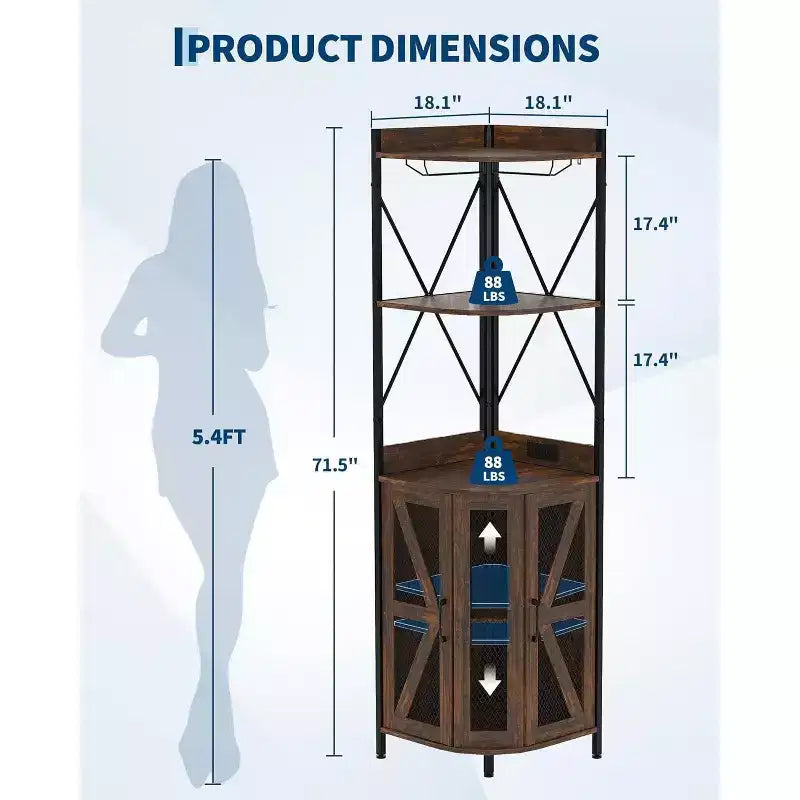 Meuble à vin d'angle pliable à 4 niveaux, en MDF et métal, pour le rangement du vin, organisateur de vin autoportant compact