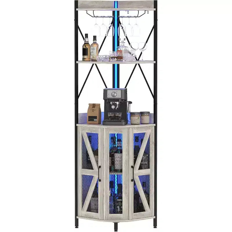 Meuble à vin d'angle pliable à 4 niveaux, en MDF et métal, pour le rangement du vin, organisateur de vin autoportant compact