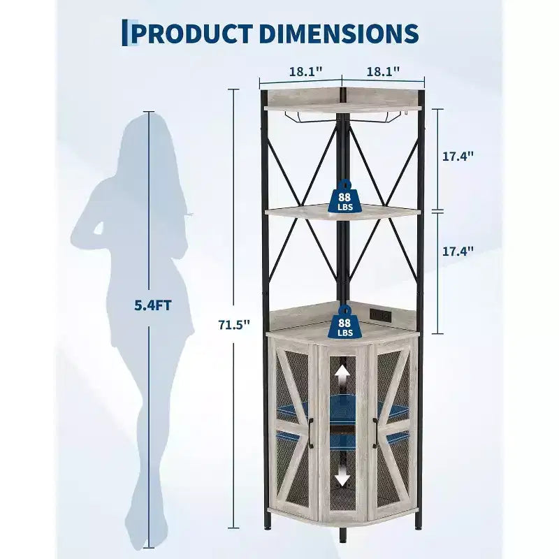 Meuble à vin d'angle pliable à 4 niveaux, en MDF et métal, pour le rangement du vin, organisateur de vin autoportant compact