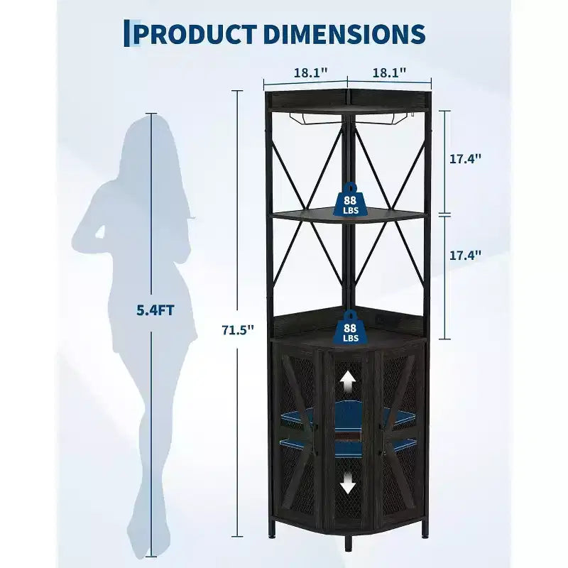 Meuble à vin d'angle pliable à 4 niveaux, en MDF et métal, pour le rangement du vin, organisateur de vin autoportant compact