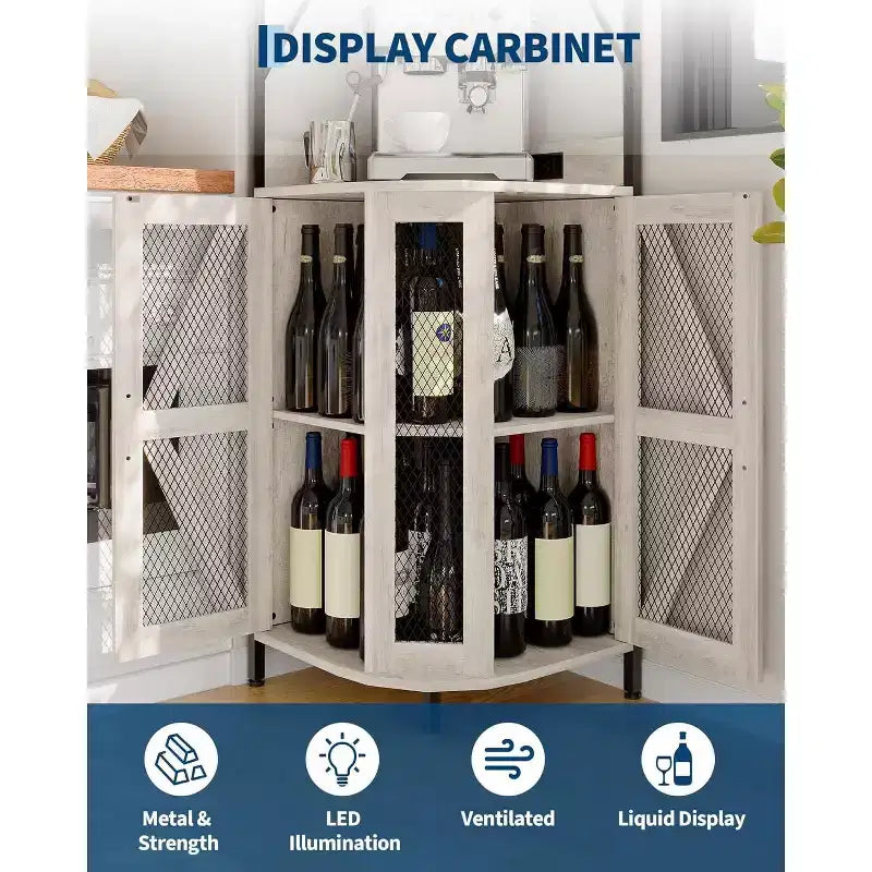 Meuble à vin d'angle pliable à 4 niveaux, en MDF et métal, pour le rangement du vin, organisateur de vin autoportant compact