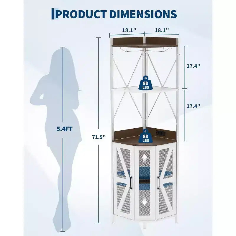 Meuble à vin d'angle pliable à 4 niveaux, en MDF et métal, pour le rangement du vin, organisateur de vin autoportant compact