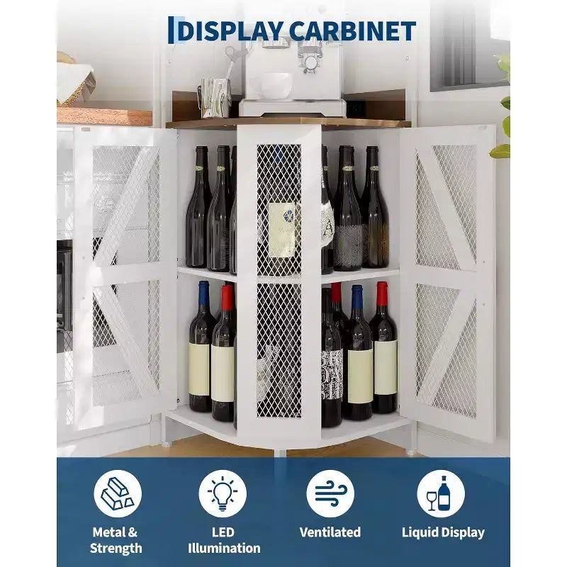 Meuble à vin d'angle pliable à 4 niveaux, en MDF et métal, pour le rangement du vin, organisateur de vin autoportant compact