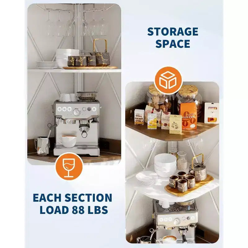 Meuble à vin d'angle pliable à 4 niveaux, en MDF et métal, pour le rangement du vin, organisateur de vin autoportant compact