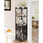 Meuble à vin d'angle pliable à 4 niveaux, en MDF et métal, pour le rangement du vin, organisateur de vin autoportant compact