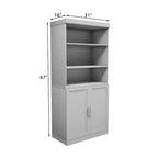 Bibliothèque de rangement 72" en bois noir avec étagères réglables et 2 portes pour salon