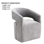 Fauteuil d'appoint TUYOHW avec dossier arrondi, accoudoirs, piètement pivotant, roulettes, assise ronde, tissu texturé neutre, fauteuil de salon ou de chambre