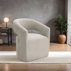 TUYOHW Barrel-Back Accent Chair,Armchair with Pedestal Base,Casters,Round Seat,Neutral Textured Fabric,Lounge Chair for Living Room,Bedroom