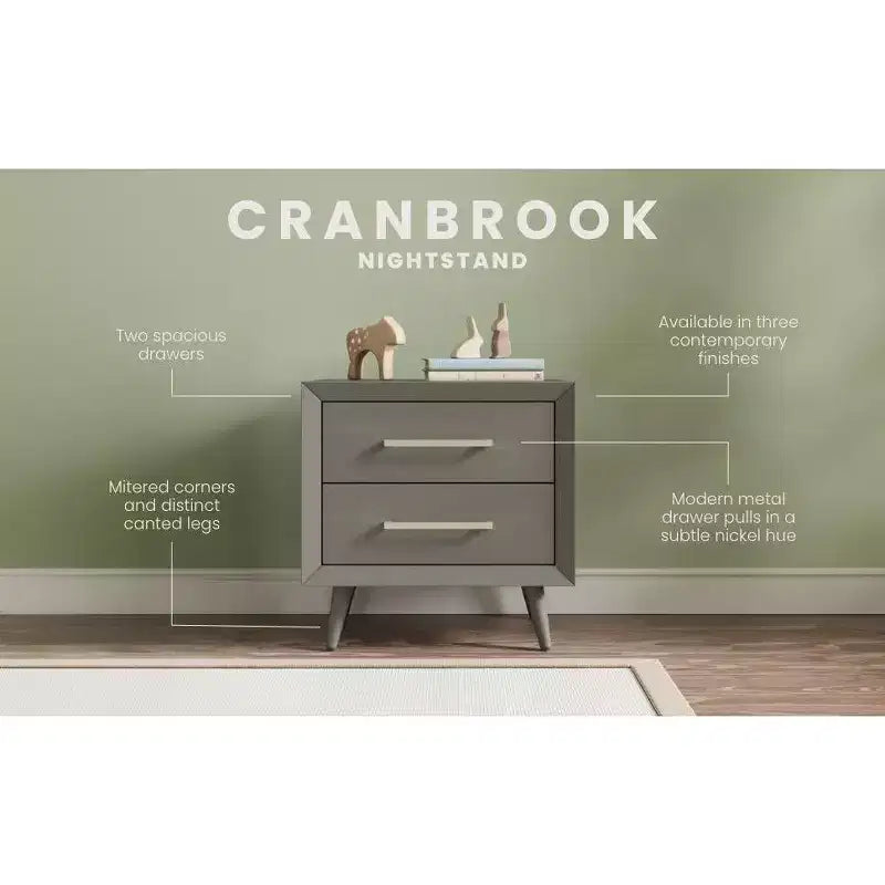 Table de chevet à 2 tiroirs Cranbrook Child Craft pour chambre de bébé ou d'enfant, grands tiroirs de rangement, en pin robuste, finition non toxique et sans danger pour les bébés