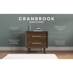 Table de chevet à 2 tiroirs Cranbrook Child Craft pour chambre de bébé ou d'enfant, grands tiroirs de rangement, en pin robuste, finition non toxique et sans danger pour les bébés