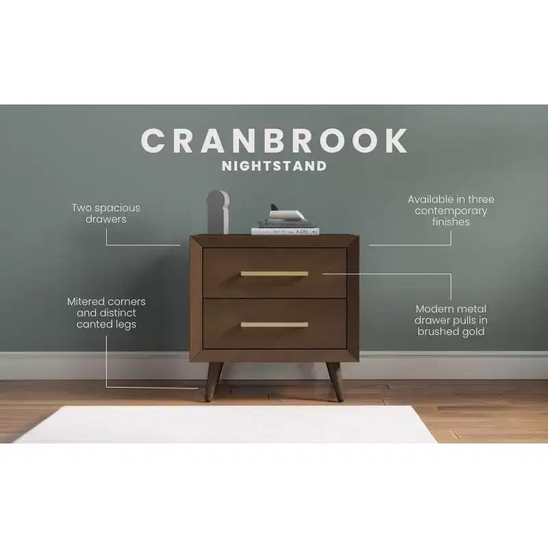 Table de chevet à 2 tiroirs Cranbrook Child Craft pour chambre de bébé ou d'enfant, grands tiroirs de rangement, en pin robuste, finition non toxique et sans danger pour les bébés
