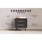 Table de chevet à 2 tiroirs Cranbrook Child Craft pour chambre de bébé ou d'enfant, grands tiroirs de rangement, en pin robuste, finition non toxique et sans danger pour les bébés