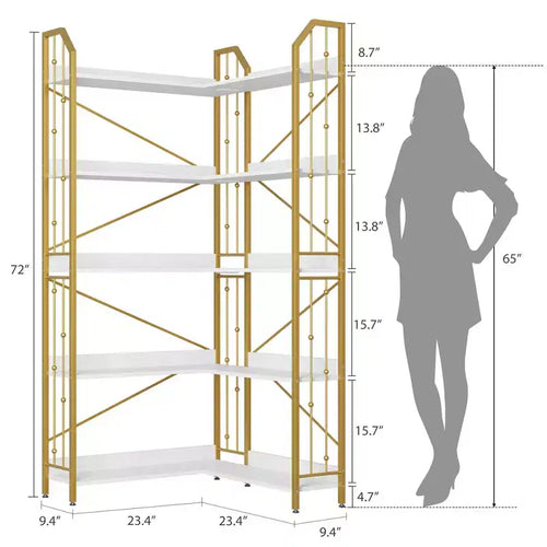 Étagère d'angle à cinq niveaux vert clair Acekool de 72 pouces pour le rangement du salon et de la chambre