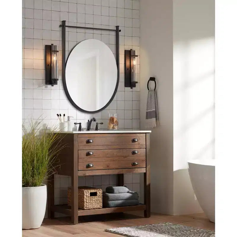 Miroir mural rond noir Uttermost Nassau 30x33