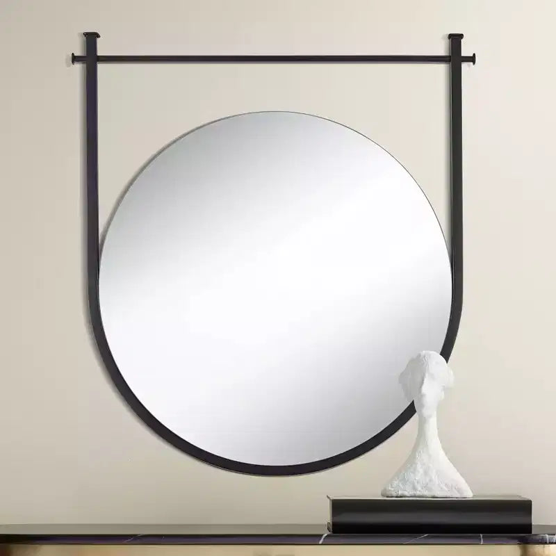 Miroir mural rond noir Uttermost Nassau 30x33
