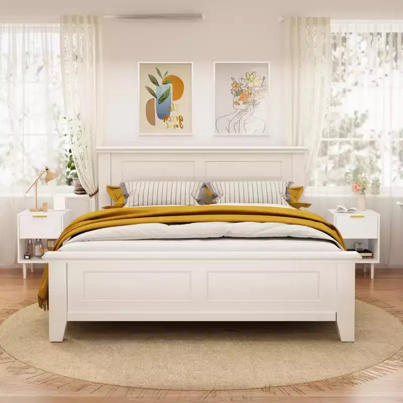 Table de chevet moderne blanche de 58 cm de haut avec un tiroir et une étagère ouverte, poignée dorée, idéale pour la décoration de chambre à coucher