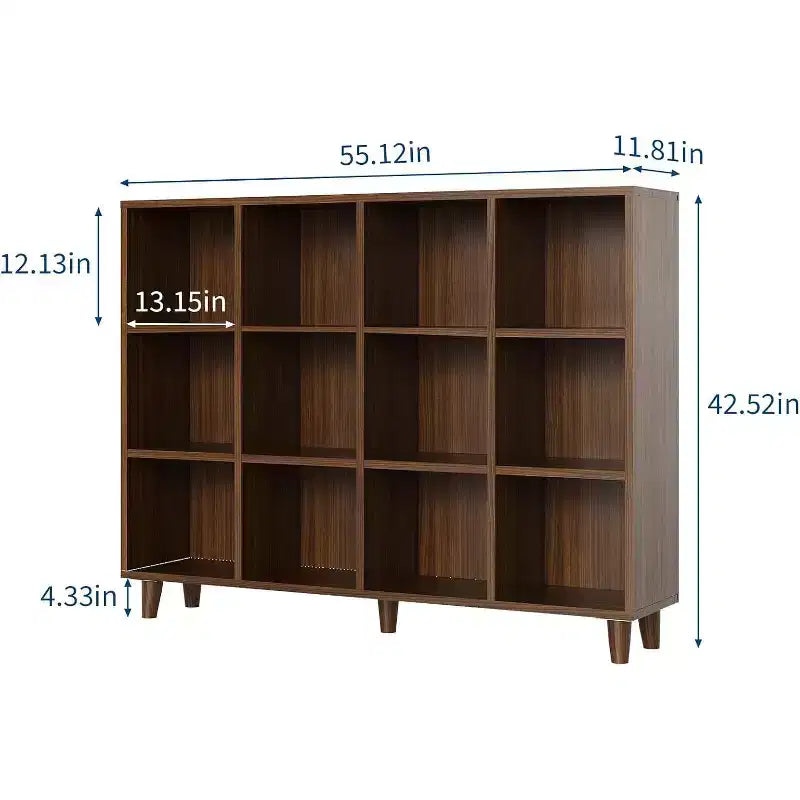 Étagère Bibliothèque Cube Autoportante, Bibliothèque Ouverte avec Base Pieds, Étagère de Rangement Moderne pour Bureau, Salon et Chambre à Coucher