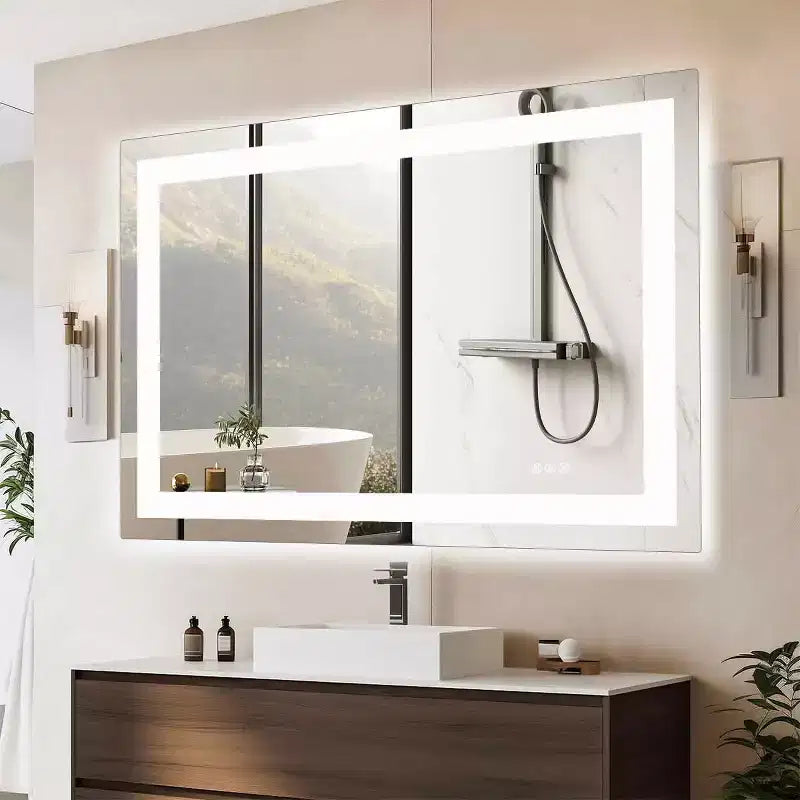 Miroir de salle de bain LED anti-buée MAYEERTY, double source lumineuse avec trois modes d'éclairage