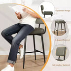 COZONY Tabourets de Bar Hauteur Comptoir Lot de 2, Chaises de Bar 66 cm en Similicuir avec Dossier pour Îlot de Cuisine et Salle à Manger