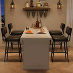 COZONY Tabourets de Bar Hauteur Comptoir Lot de 2, Chaises de Bar 66 cm en Similicuir avec Dossier pour Îlot de Cuisine et Salle à Manger