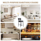 COZONY Tabourets de Bar Hauteur Comptoir Lot de 2, Chaises de Bar 66 cm en Similicuir avec Dossier pour Îlot de Cuisine et Salle à Manger