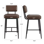 COZONY Tabourets de Bar Hauteur Comptoir Lot de 2, Chaises de Bar 66 cm en Similicuir avec Dossier pour Îlot de Cuisine et Salle à Manger