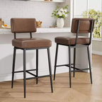 COZONY Tabourets de Bar Hauteur Comptoir Lot de 2, Chaises de Bar 66 cm en Similicuir avec Dossier pour Îlot de Cuisine et Salle à Manger
