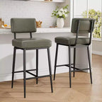 COZONY Tabourets de Bar Hauteur Comptoir Lot de 2, Chaises de Bar 66 cm en Similicuir avec Dossier pour Îlot de Cuisine et Salle à Manger