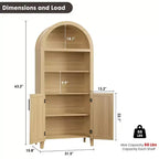 COZONY Bibliothèque Arches avec Portes, Étagère à 5 Niveaux Moderne avec Meuble de Rangement, Étagère de Présentation Ouverte pour Salon et Bureau à Domicile
