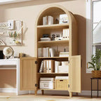 COZONY Bibliothèque Arches avec Portes, Étagère à 5 Niveaux Moderne avec Meuble de Rangement, Étagère de Présentation Ouverte pour Salon et Bureau à Domicile