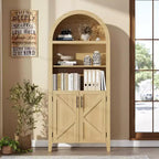 COZONY Bibliothèque Arches avec Portes, Étagère à 5 Niveaux Moderne avec Meuble de Rangement, Étagère de Présentation Ouverte pour Salon et Bureau à Domicile