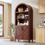 COZONY Bibliothèque Arches avec Portes, Étagère à 5 Niveaux Moderne avec Meuble de Rangement, Étagère de Présentation Ouverte pour Salon et Bureau à Domicile
