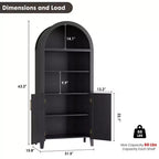 COZONY Bibliothèque Arches avec Portes, Étagère à 5 Niveaux Moderne avec Meuble de Rangement, Étagère de Présentation Ouverte pour Salon et Bureau à Domicile