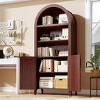 COZONY Bibliothèque Arches avec Portes, Étagère à 5 Niveaux Moderne avec Meuble de Rangement, Étagère de Présentation Ouverte pour Salon et Bureau à Domicile