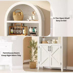 COZONY Bibliothèque Arches avec Portes, Étagère à 5 Niveaux Moderne avec Meuble de Rangement, Étagère de Présentation Ouverte pour Salon et Bureau à Domicile