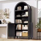 COZONY Bibliothèque Arches avec Portes, Étagère à 5 Niveaux Moderne avec Meuble de Rangement, Étagère de Présentation Ouverte pour Salon et Bureau à Domicile