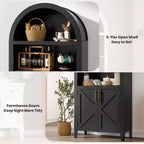 COZONY Bibliothèque Arches avec Portes, Étagère à 5 Niveaux Moderne avec Meuble de Rangement, Étagère de Présentation Ouverte pour Salon et Bureau à Domicile