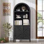COZONY Bibliothèque Arches avec Portes, Étagère à 5 Niveaux Moderne avec Meuble de Rangement, Étagère de Présentation Ouverte pour Salon et Bureau à Domicile