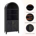 COZONY Bibliothèque Arches avec Portes, Étagère à 5 Niveaux Moderne avec Meuble de Rangement, Étagère de Présentation Ouverte pour Salon et Bureau à Domicile