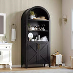 COZONY Bibliothèque Arches avec Portes, Étagère à 5 Niveaux Moderne avec Meuble de Rangement, Étagère de Présentation Ouverte pour Salon et Bureau à Domicile