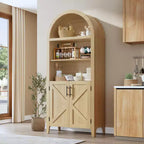 COZONY Bibliothèque Arches avec Portes, Étagère à 5 Niveaux Moderne avec Meuble de Rangement, Étagère de Présentation Ouverte pour Salon et Bureau à Domicile