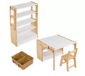 Kids Art Table and 1 Chair Set, 27.5 in Convertible Toddler Activity Table to Storage Shelves, Craft Play Desk for Kids with 2 Storage Box