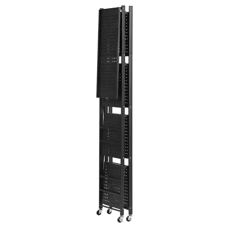 Étagère de rangement pliable à 5 niveaux VIYET avec roulettes 71 x 33 x 167 cm, en métal