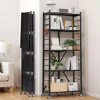 Étagère de rangement pliable à 5 niveaux VIYET avec roulettes 71 x 33 x 167 cm, en métal